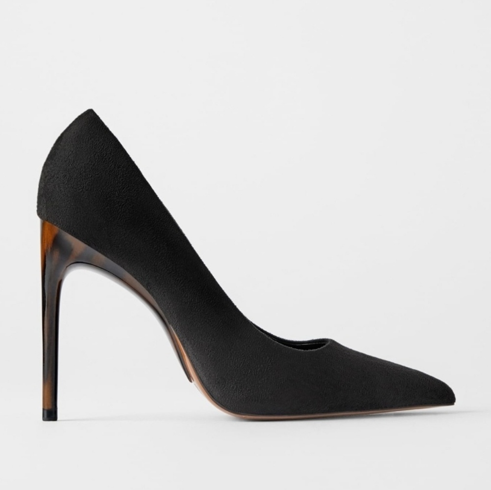 Zara Black Suede Tortoiseshell Stiletto Heels